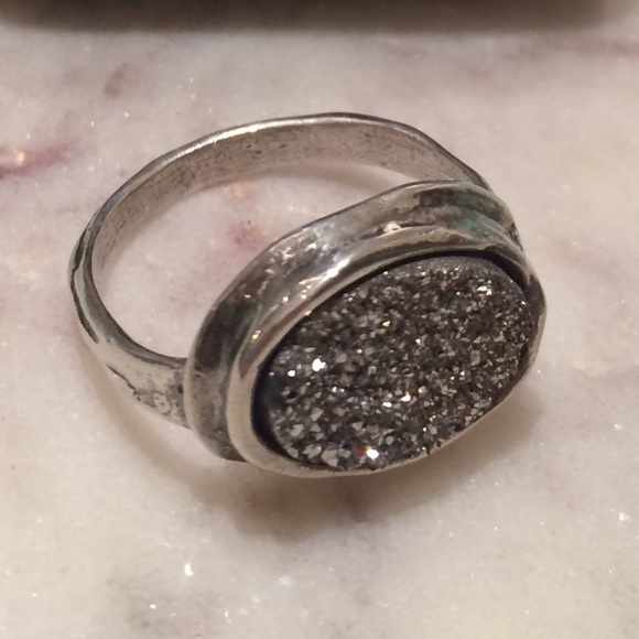 Sterling silver and black Druzy ring size 8 - Picture 8 of 8